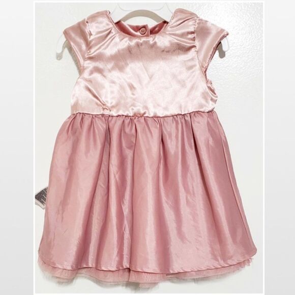 H&M Dress Kid 12-18M Pink Velvet Pleated Bow Tulle - Picture 6 of 16